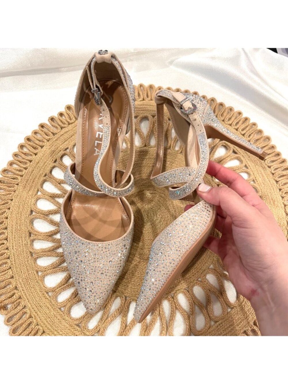 Carvela Kross Jewel Court Heels Glam EU 40.5 Neutral Jewel Crystal Rhinestone - Picture 3 of 12